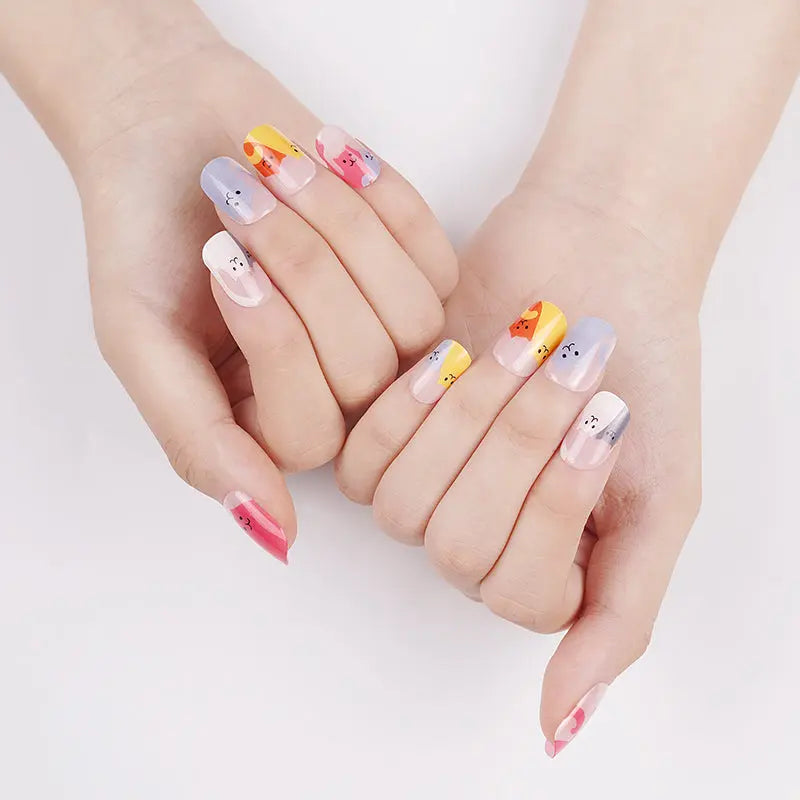 Adorable Cat Gel Stickers — Semi-Cured Gel Nail Wraps