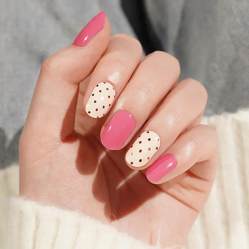 Barbie Pink And Polka Dots — Semi-Cured Gel Nail Wraps