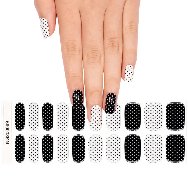 Black Polka Dot Semi-Cured — Semi-Cured Gel Nail Wraps