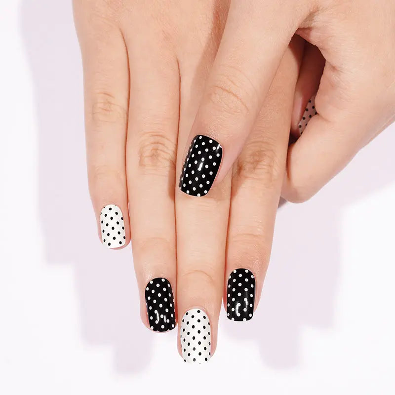 Black Polka Dot Semi-Cured — Semi-Cured Gel Nail Wraps