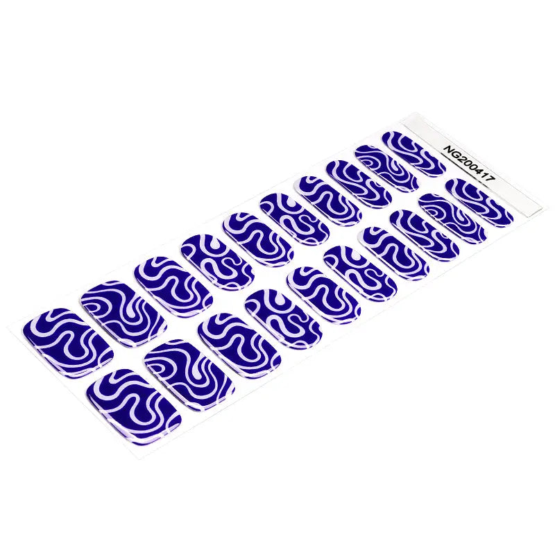Blue Squiggle Strips Gel Stickers — Semi-Cured Gel Nail Wraps