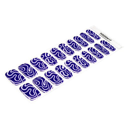 Blue Squiggle Strips Gel Stickers — Semi-Cured Gel Nail Wraps