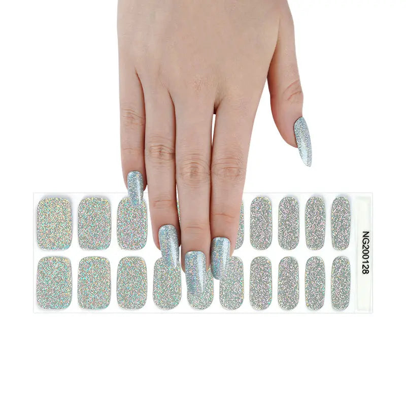 Glitter Slivery — Semi-Cured Gel Nail Wraps