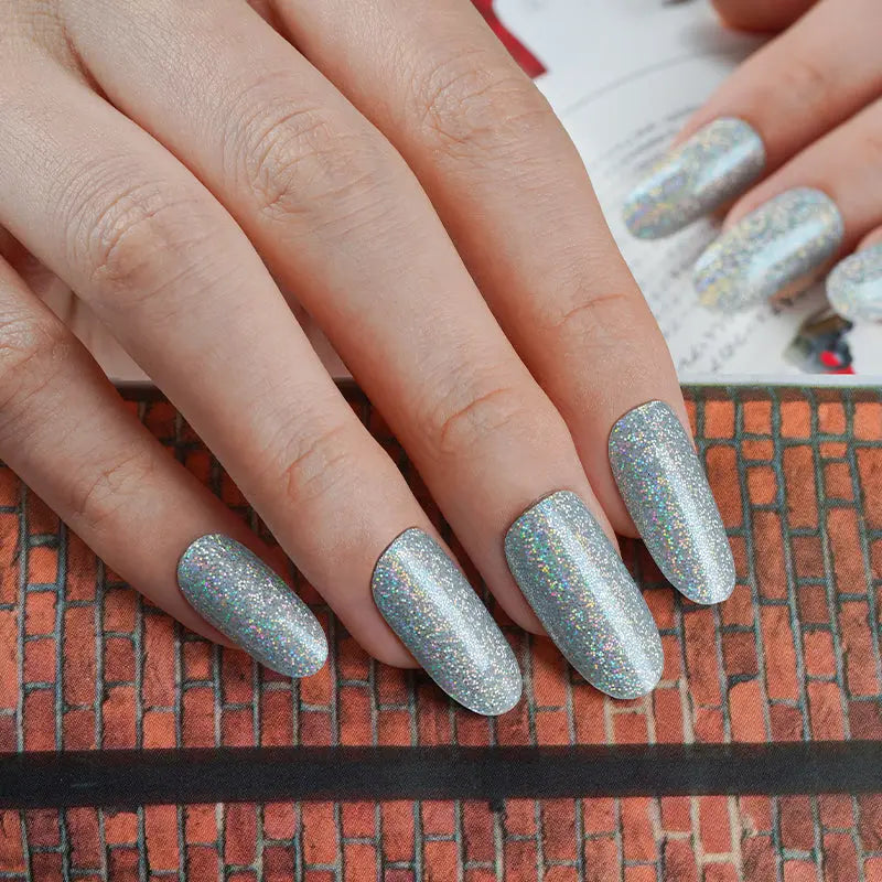 Glitter Slivery — Semi-Cured Gel Nail Wraps