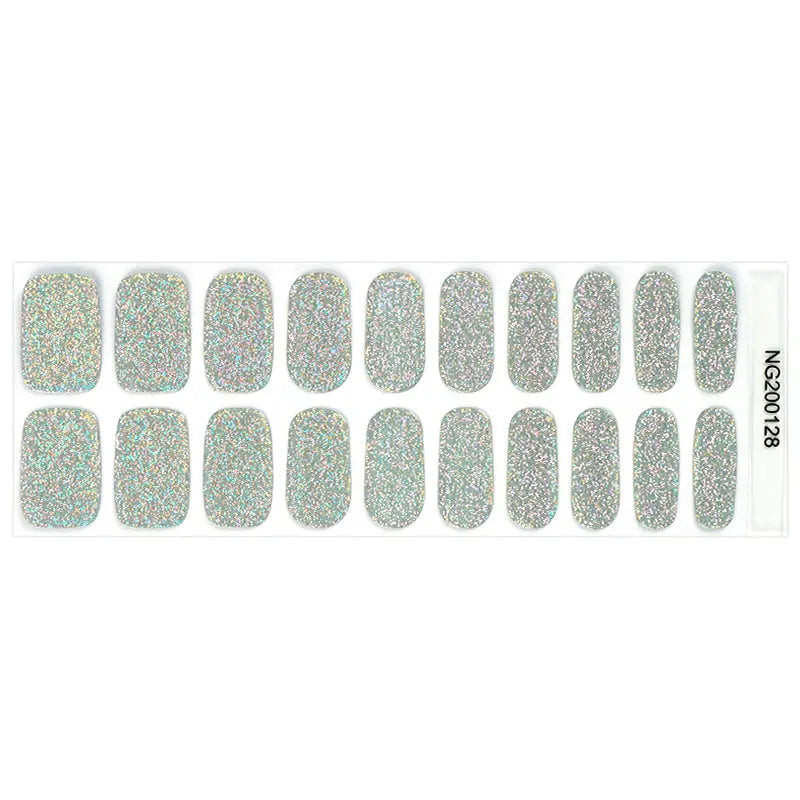 Glitter Slivery — Semi-Cured Gel Nail Wraps