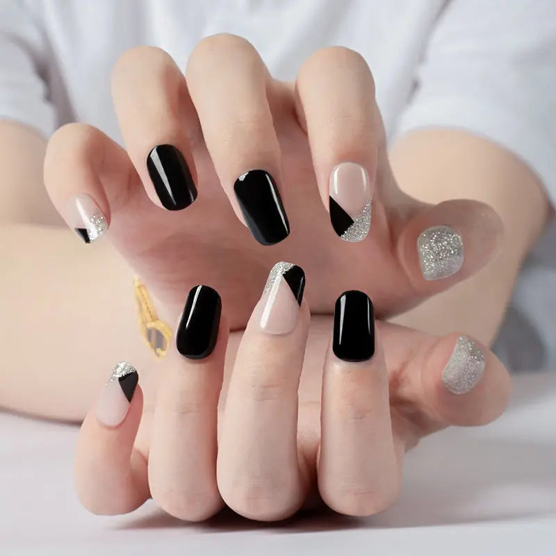 Bulk Semi Cured Strips Glitter Black Christmas — Semi-Cured Gel Nail Wraps