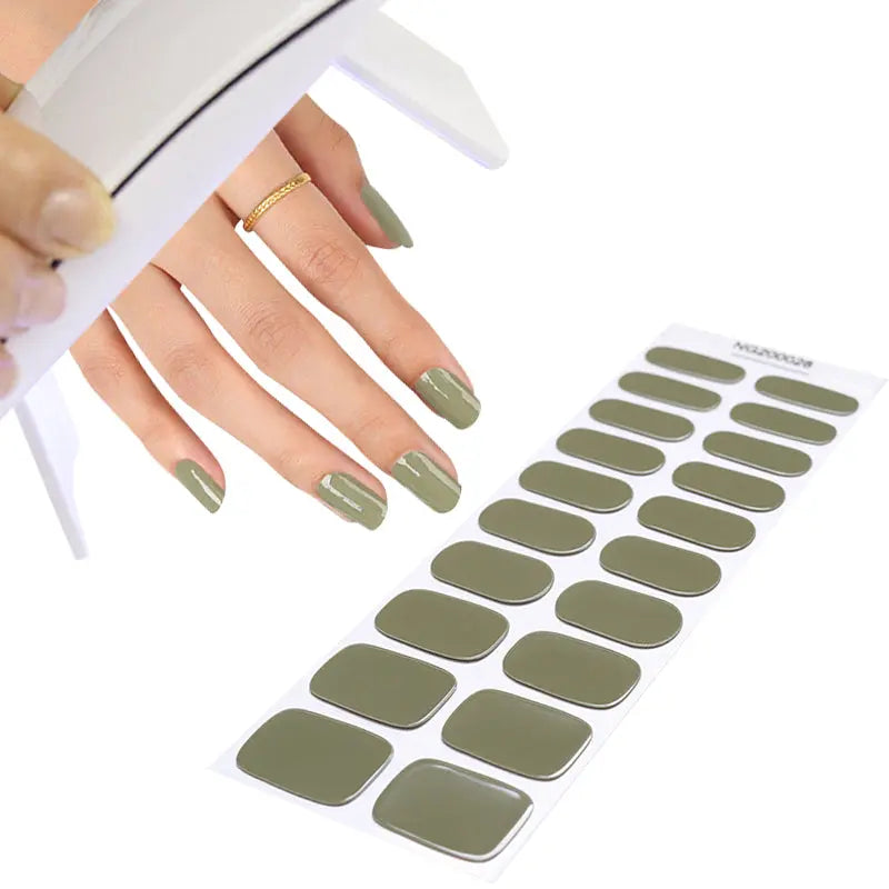 Solid Grass Green — Semi-Cured Gel Nail Wraps