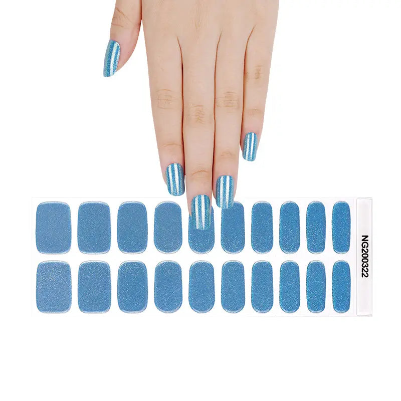 Bulk Order Blue Gel Laser Glitter Whoelsale Gel Stickers — Semi-Cured Gel Nail Wraps