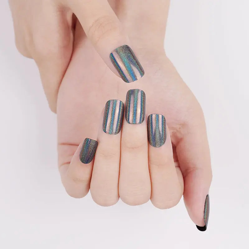 Bulk Order Blue Ombre Gel Laser Glitter Whoelsale Gel Stickers — Semi-Cured Gel Nail Wraps