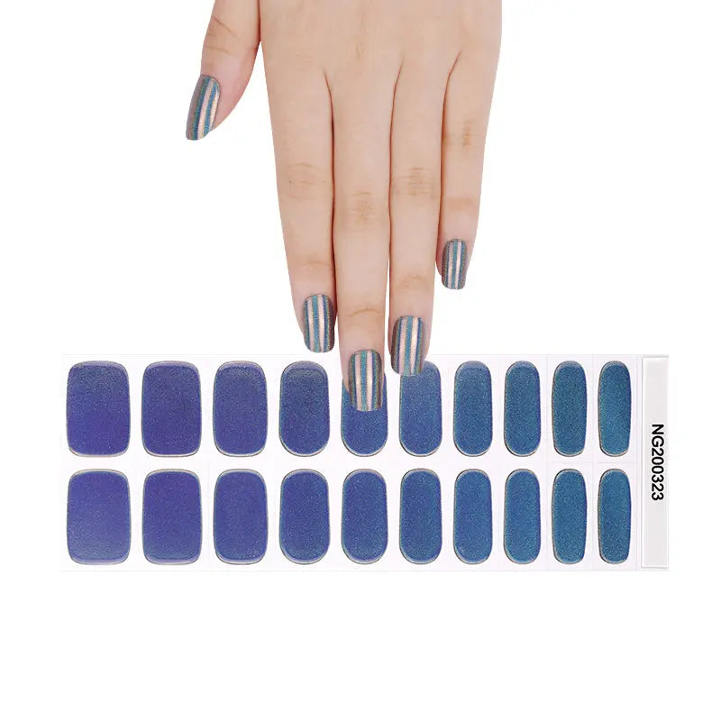 Bulk Order Blue Ombre Gel Laser Glitter Whoelsale Gel Stickers — Semi-Cured Gel Nail Wraps