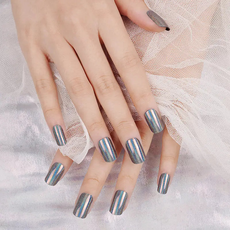 Bulk Order Blue Ombre Gel Laser Glitter Whoelsale Gel Stickers — Semi-Cured Gel Nail Wraps