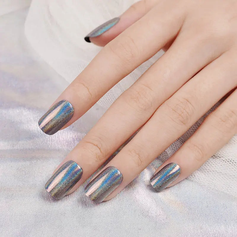 Bulk Order Blue Ombre Gel Laser Glitter Whoelsale Gel Stickers — Semi-Cured Gel Nail Wraps