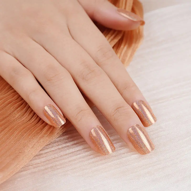 Bulk Order Brown Gel Laser Glitter Whoelsale Gel Stickers — Semi-Cured Gel Nail Wraps