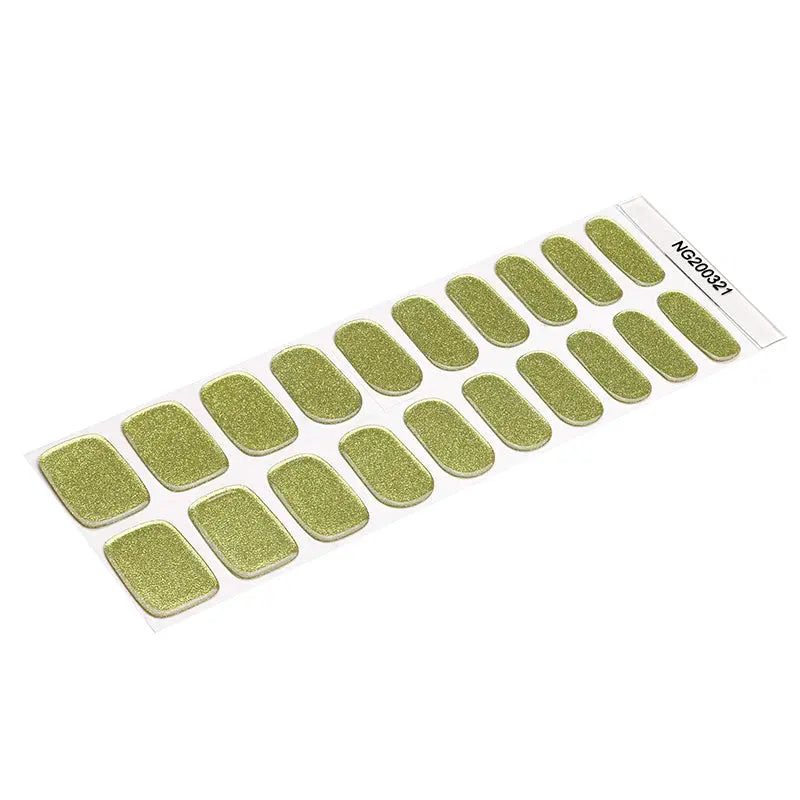 Bulk Order Green Gel Laser Glitter Whoelsale Gel Stickers — Semi-Cured Gel Nail Wraps