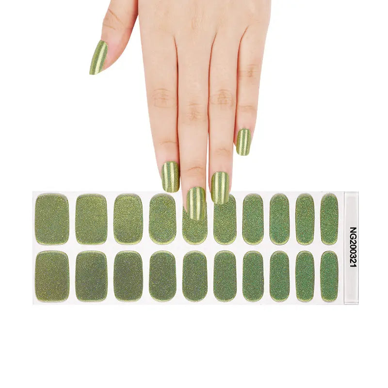 Bulk Order Green Gel Laser Glitter Whoelsale Gel Stickers — Semi-Cured Gel Nail Wraps