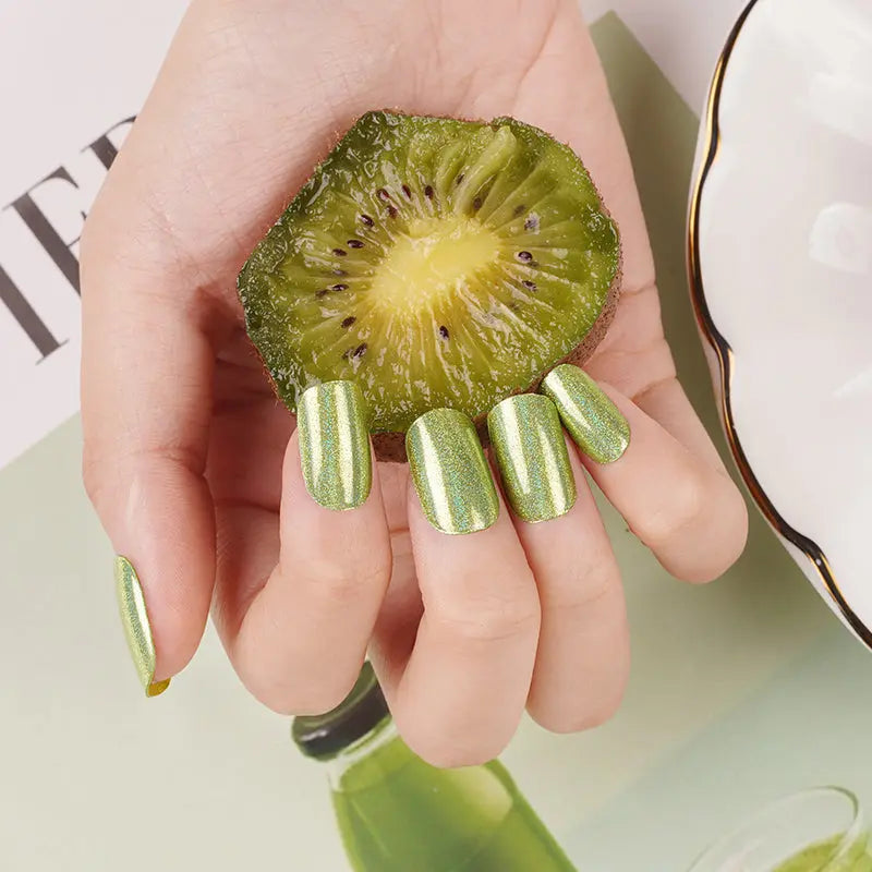 Bulk Order Green Gel Laser Glitter Whoelsale Gel Stickers — Semi-Cured Gel Nail Wraps