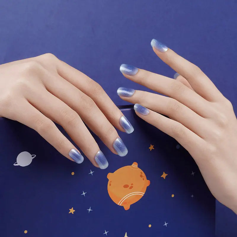 Bulk Order Semi Gel Stickers Designs Point Ombre Blue — Semi-Cured Gel Nail Wraps