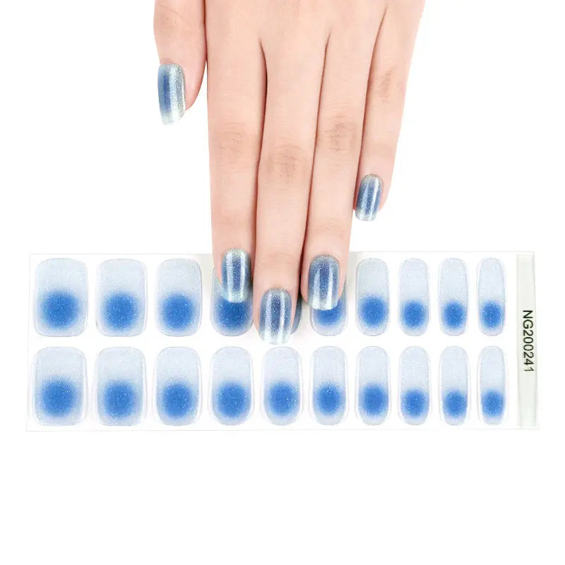 Bulk Order Semi Gel Stickers Designs Point Ombre Blue — Semi-Cured Gel Nail Wraps