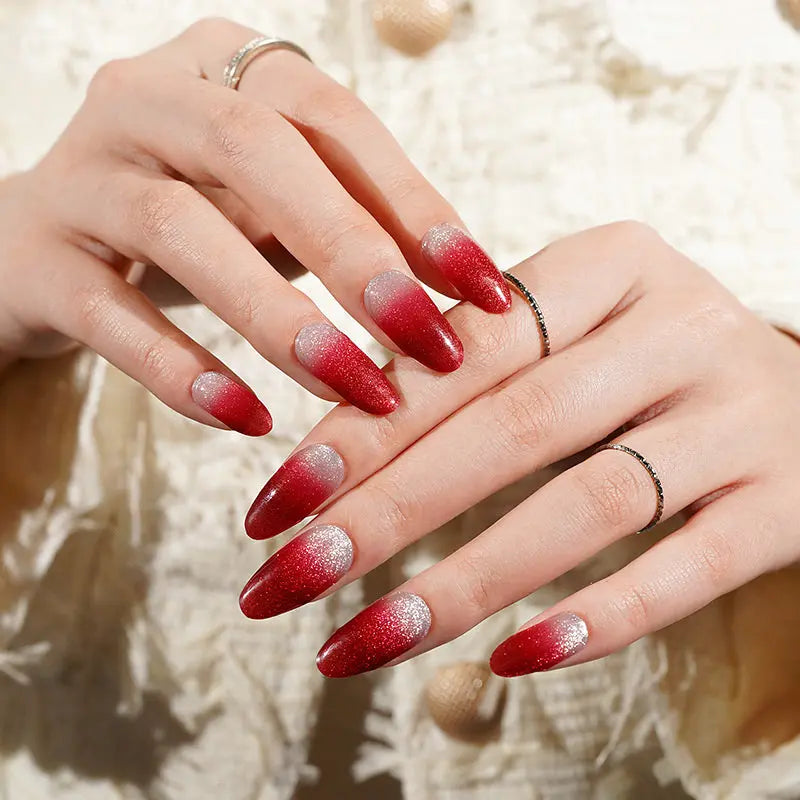 Bulk Red Glitter Stickers — Semi-Cured Gel Nail Wraps