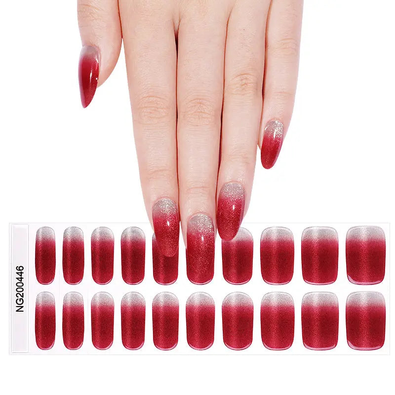 Bulk Red Glitter Stickers — Semi-Cured Gel Nail Wraps