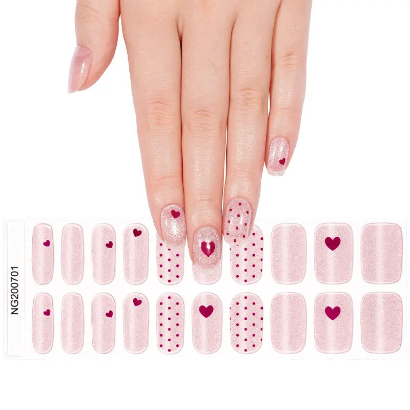Cat-Eye And Heart — Semi-Cured Gel Nail Wraps