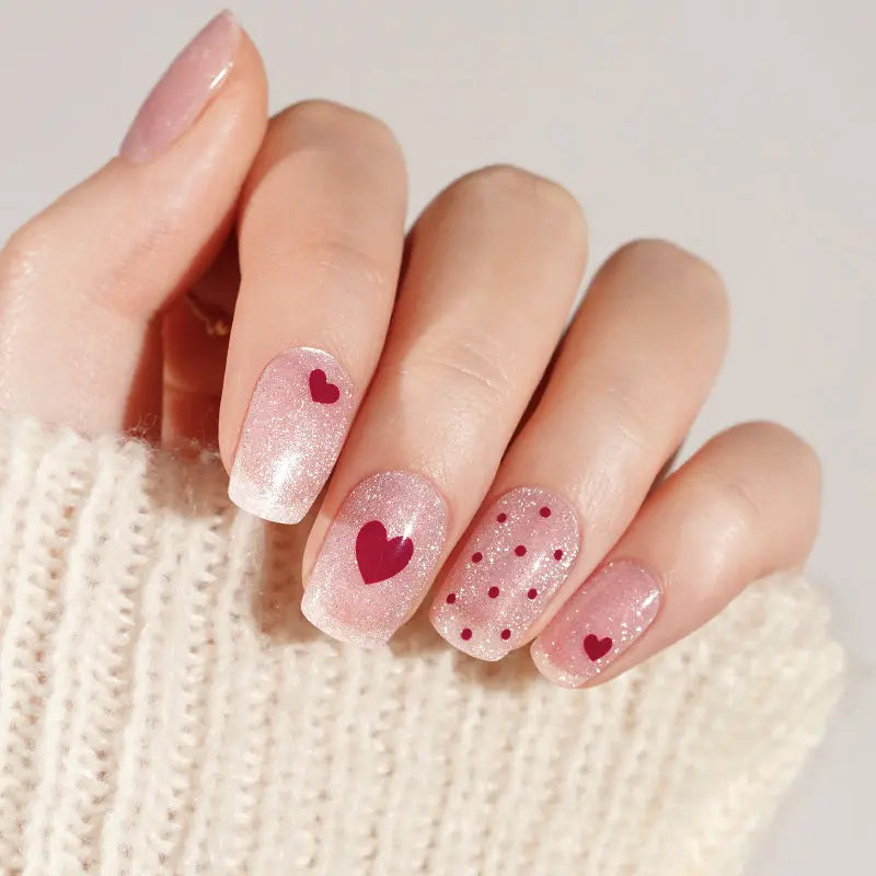 Cat-Eye And Heart — Semi-Cured Gel Nail Wraps