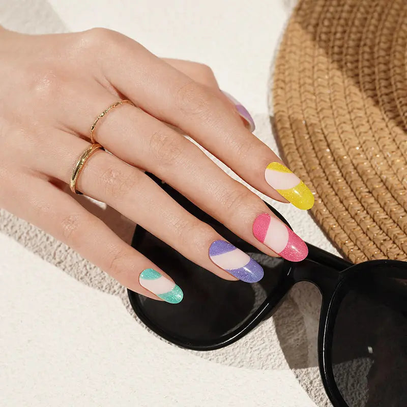 Color Block Glitter Gel & Press-On Strips For Salons & Retailers — Semi-Cured Gel Nail Wraps