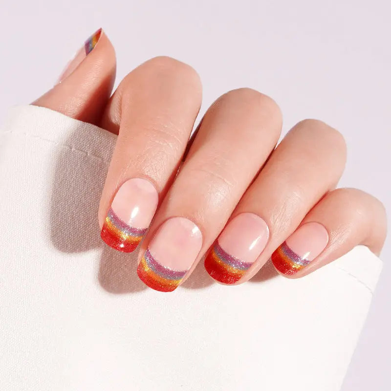 Colorful French — Semi-Cured Gel Nail Wraps