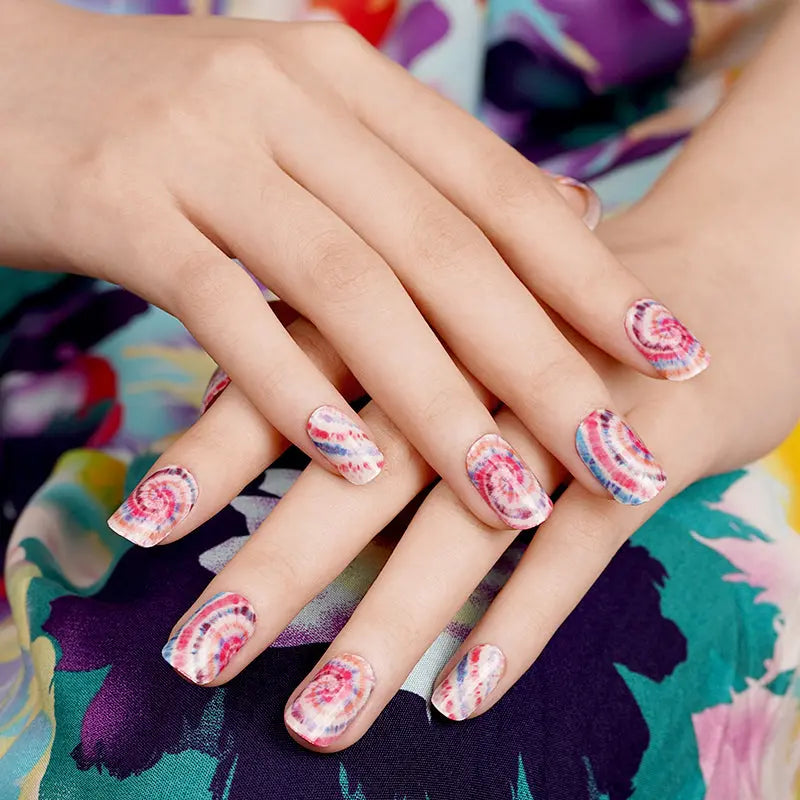 Acrylic Press On Art Design Nailsvibrant Swirl Decals — Semi-Cured Gel Nail Wraps