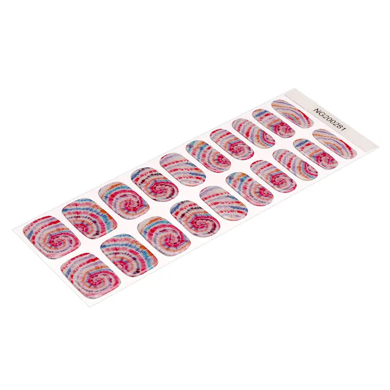 Acrylic Press On Art Design Nailsvibrant Swirl Decals — Semi-Cured Gel Nail Wraps