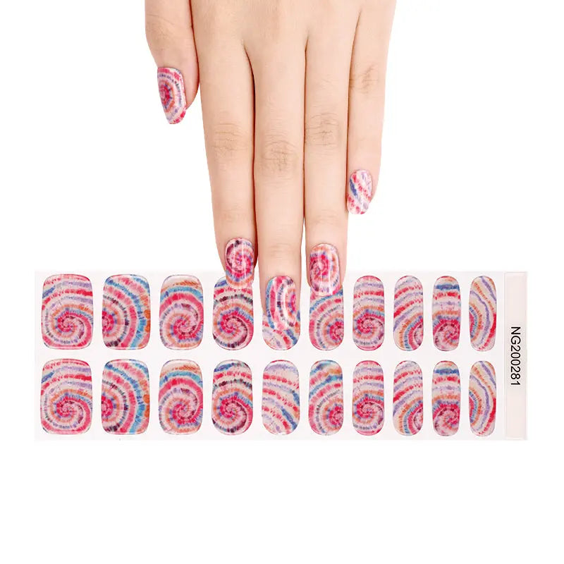 Acrylic Press On Art Design Nailsvibrant Swirl Decals — Semi-Cured Gel Nail Wraps