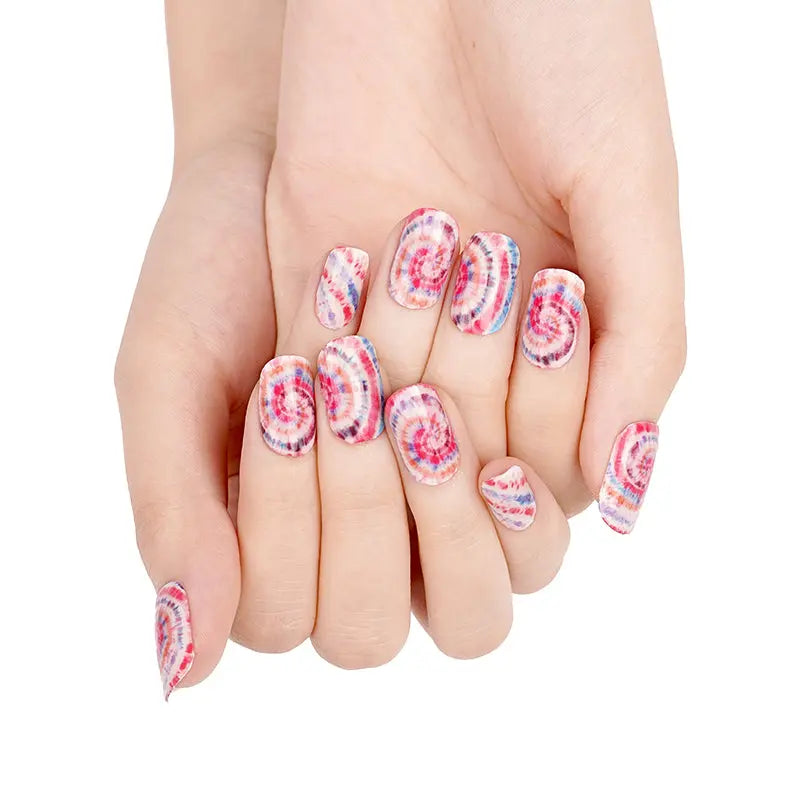 Acrylic Press On Art Design Nailsvibrant Swirl Decals — Semi-Cured Gel Nail Wraps