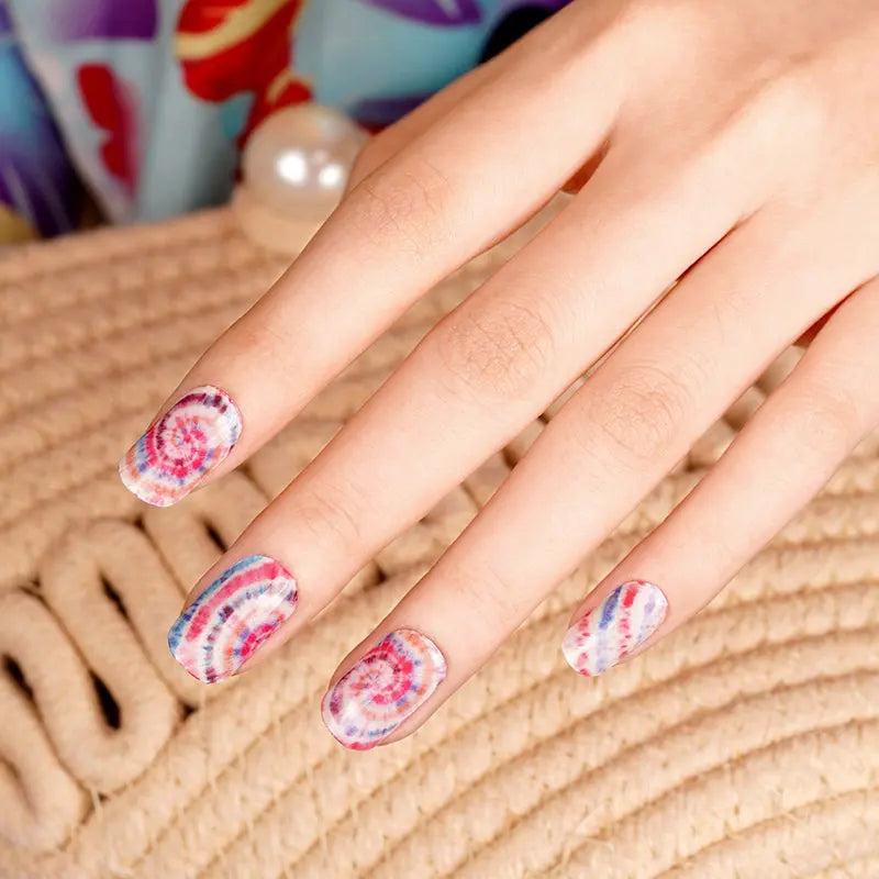 Acrylic Press On Art Design Nailsvibrant Swirl Decals — Semi-Cured Gel Nail Wraps