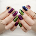 Black Jump Color Cat Eye Coffin Short Strips — Semi-Cured Gel Nail Wraps