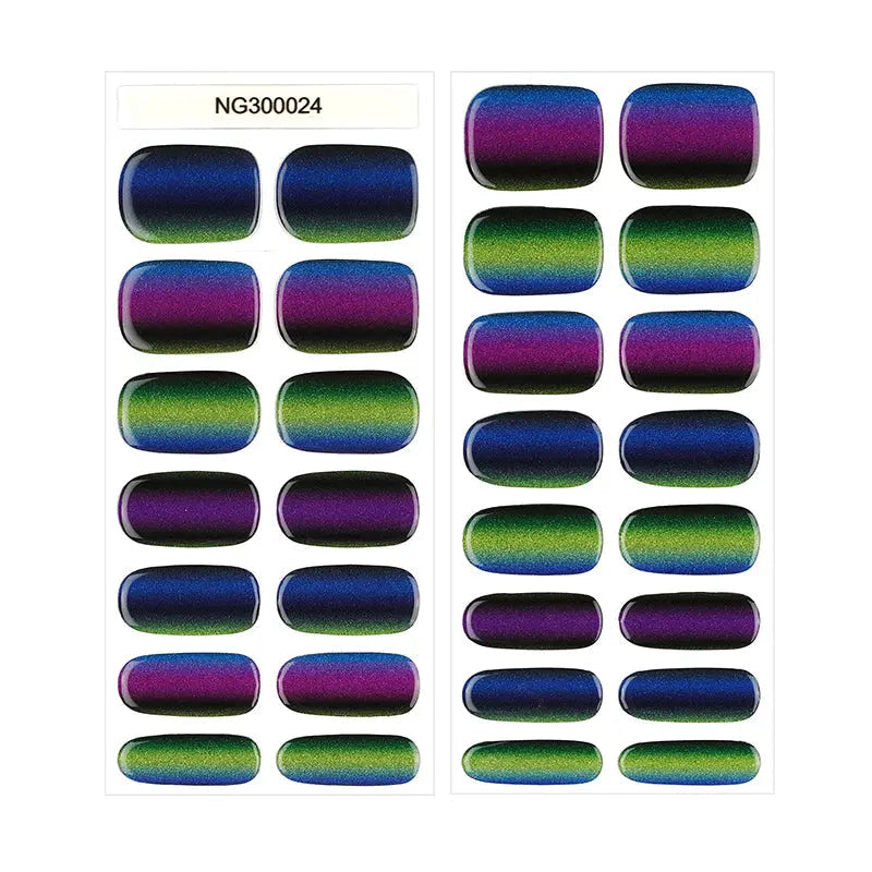 Black Jump Color Cat Eye Coffin Short Strips — Semi-Cured Gel Nail Wraps