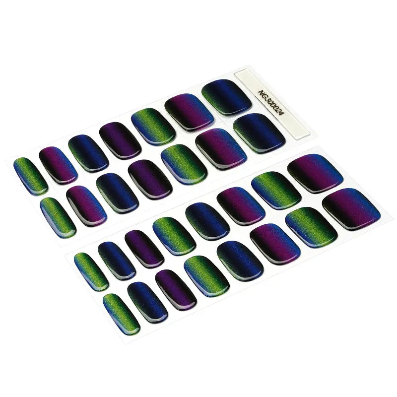 Black Jump Color Cat Eye Coffin Short Strips — Semi-Cured Gel Nail Wraps