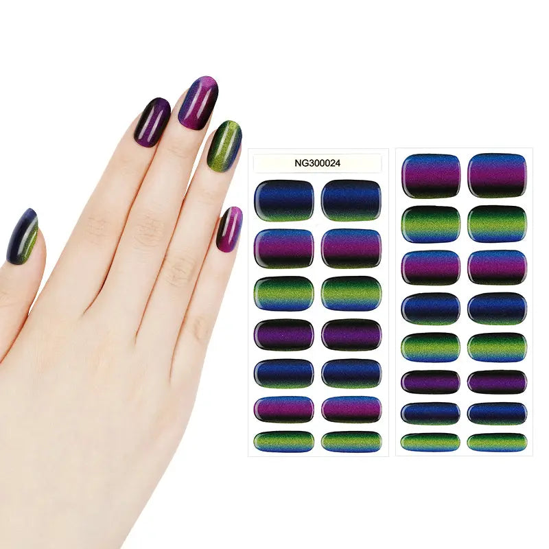 Black Jump Color Cat Eye Coffin Short Strips — Semi-Cured Gel Nail Wraps