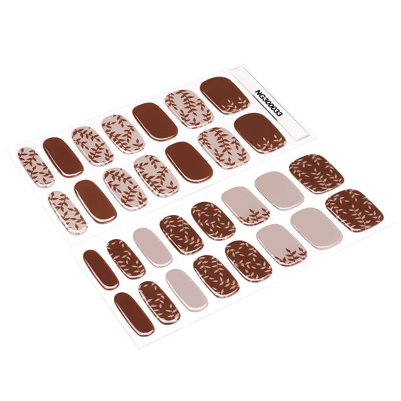 Brown Fall Designs Leaf Strips — Semi-Cured Gel Nail Wraps