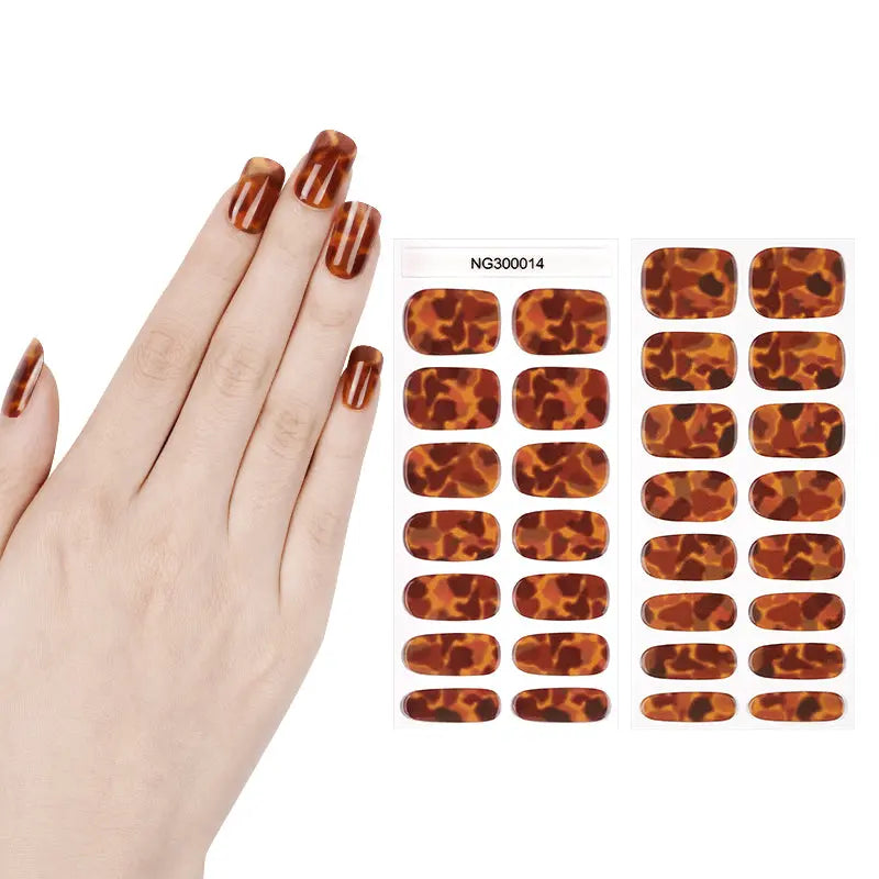 Brown Turtle Crack Strips Gel — Semi-Cured Gel Nail Wraps