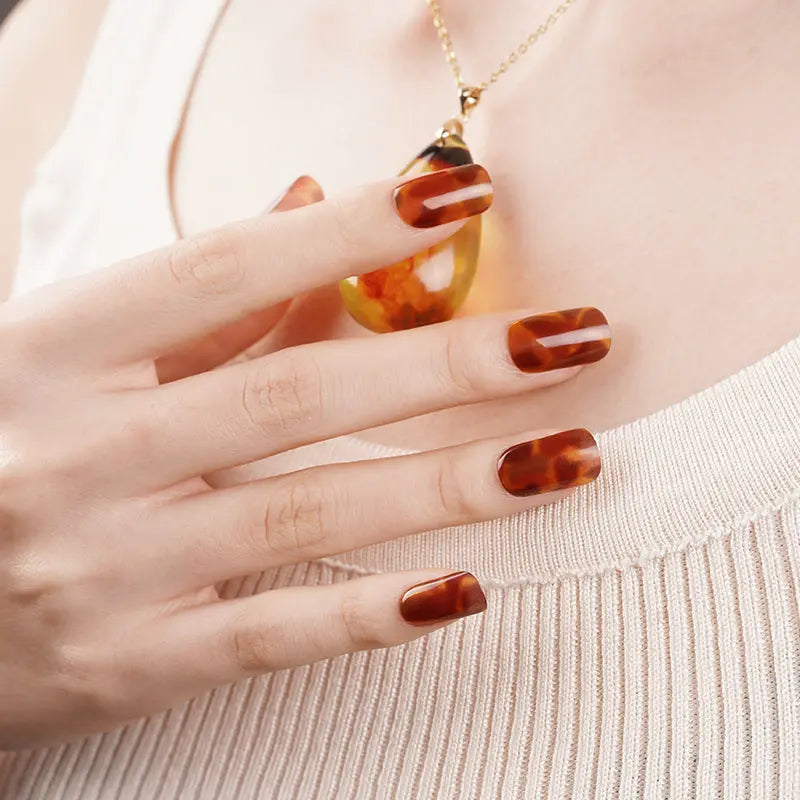 Brown Turtle Crack Strips Gel — Semi-Cured Gel Nail Wraps