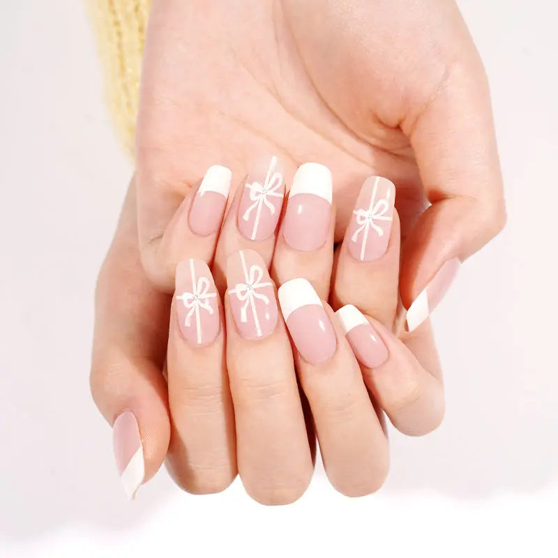 Christmas Bow Designs French Gel Sticker — Semi-Cured Gel Nail Wraps