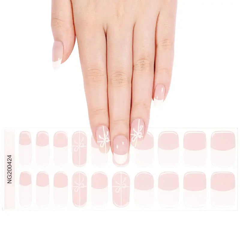 Christmas Bow Designs French Gel Sticker — Semi-Cured Gel Nail Wraps