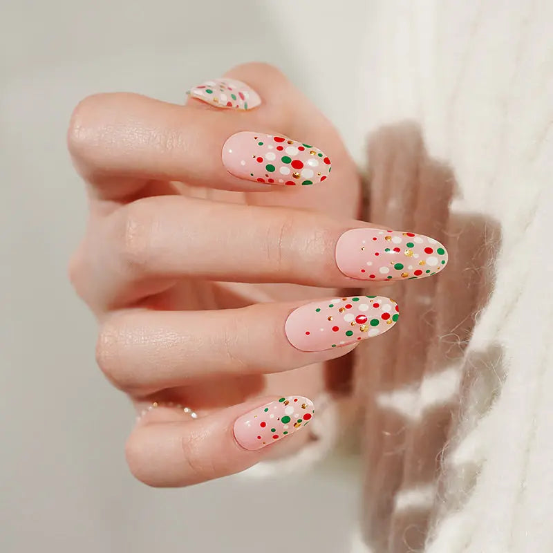 Color-wave-dot Design Christmas Strips — Semi-Cured Gel Nail Wraps