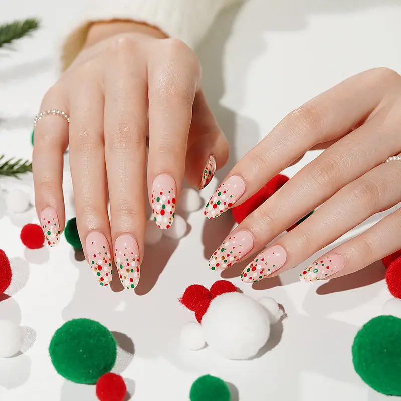 Color-wave-dot Design Christmas Strips — Semi-Cured Gel Nail Wraps