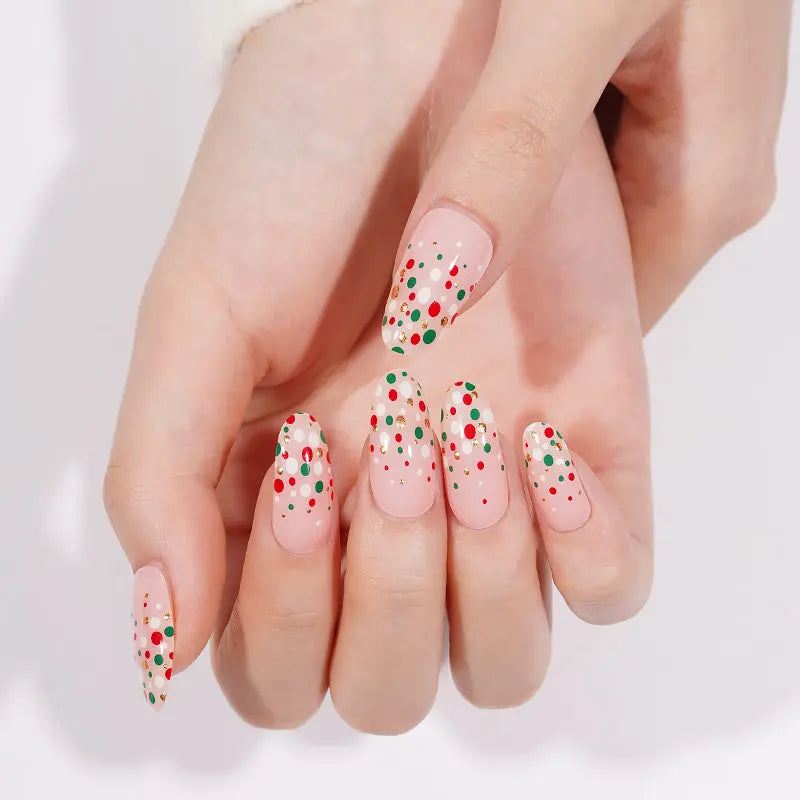 Color-wave-dot Design Christmas Strips — Semi-Cured Gel Nail Wraps