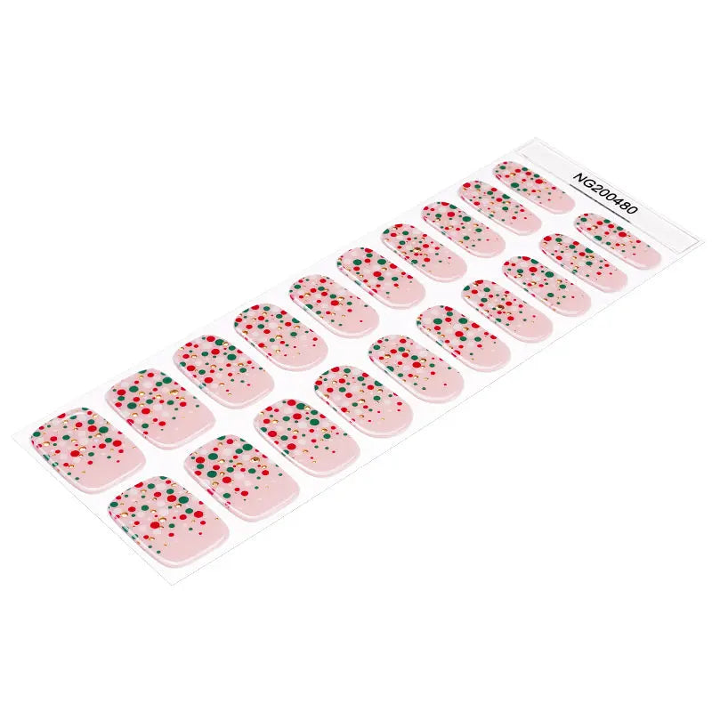 Color-wave-dot Design Christmas Strips — Semi-Cured Gel Nail Wraps
