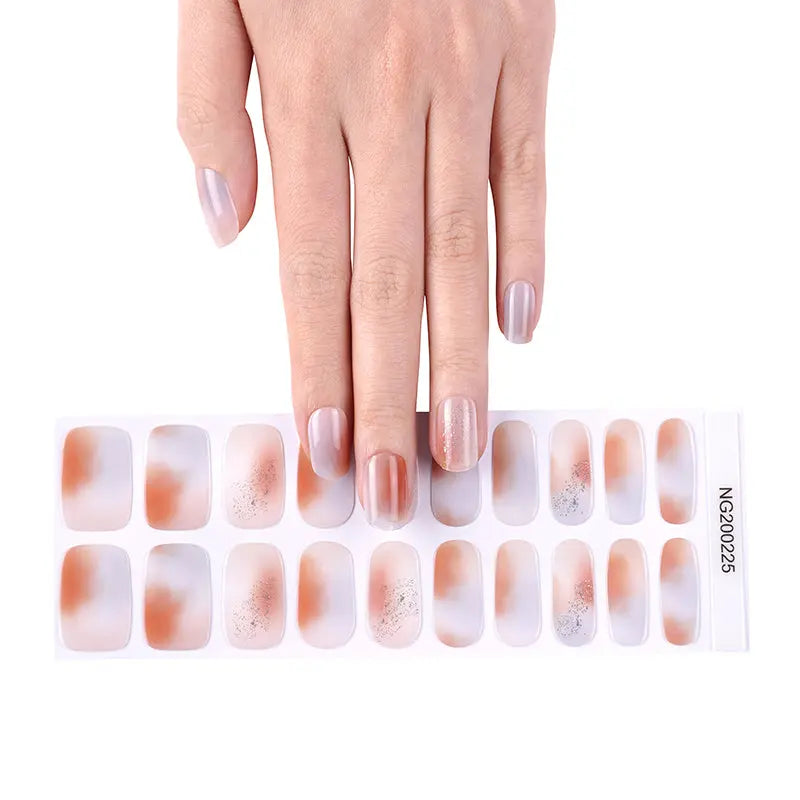 Gel Art Stickers Powder Blue Gradient Manicure — Semi-Cured Gel Nail Wraps