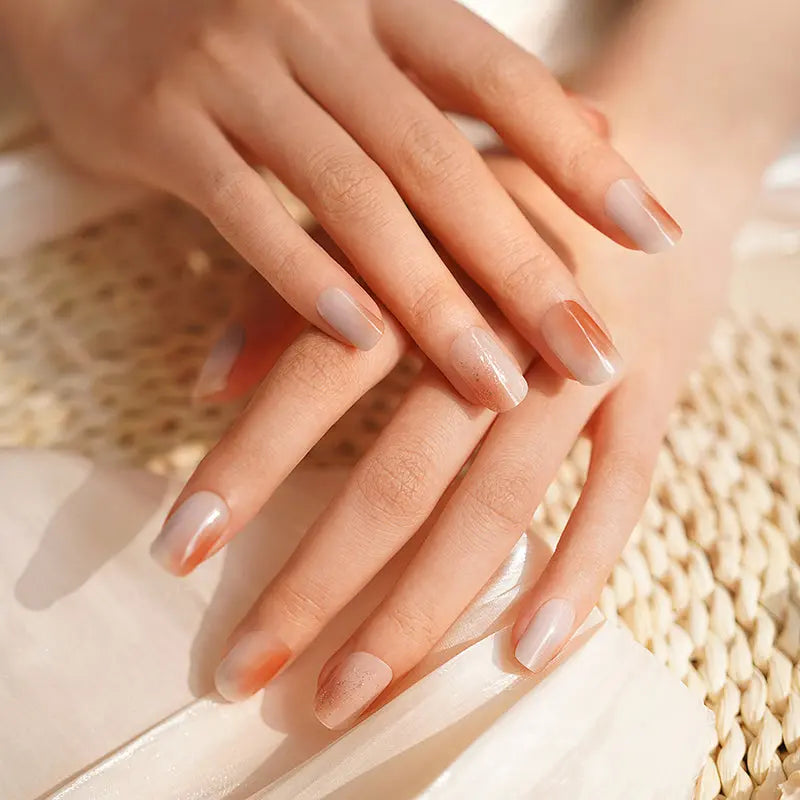 Gel Art Stickers Powder Blue Gradient Manicure — Semi-Cured Gel Nail Wraps