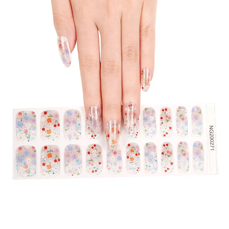 Gel Stickers With Uv Light Confetti Gel Flower — Semi-Cured Gel Nail Wraps
