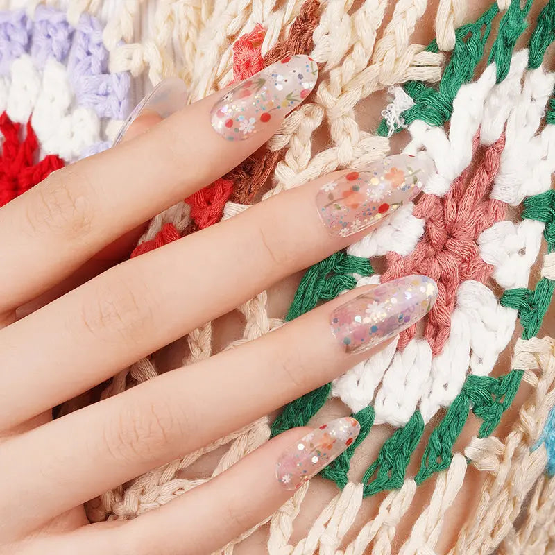 Gel Stickers With Uv Light Confetti Gel Flower — Semi-Cured Gel Nail Wraps